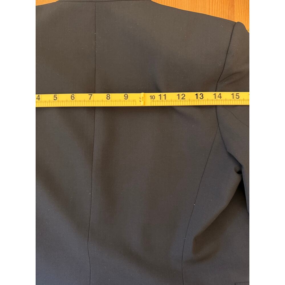 Theory Lanai Virgin Wool Blend Open Front Blazer Navy Women's Size 10 - Picture 9 of 9